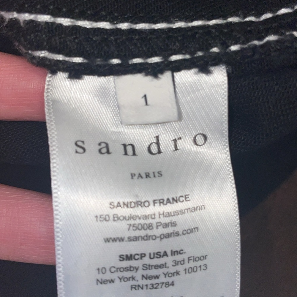 Sandro Paris Black Denim Contrast Stitch Mini Skirt - Picture 7 of 9